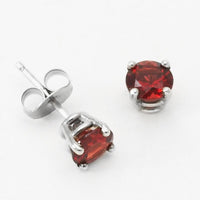 3mm, 4mm or 5mm Round Raja Garnet® Stud Earrings in Sterling Silver