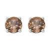 3mm, 4mm or 5mm Round Smoky Quartz Stud Earrings in Sterling Silver