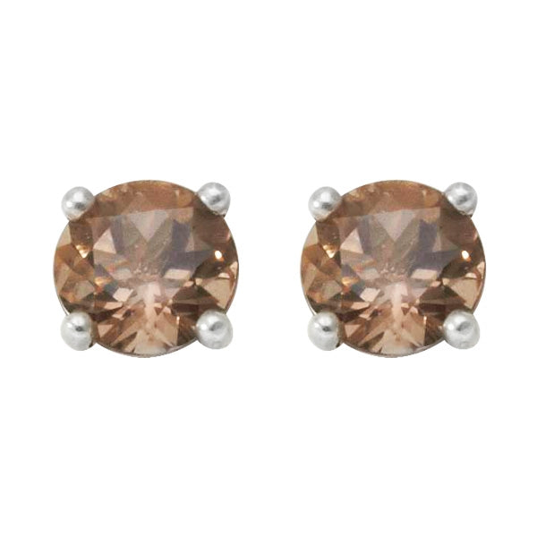 Smoky Quartz Stud Earrings, Brown Heart Cut Smoky Earrings, 925