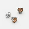 3mm, 4mm or 5mm Round Smoky Quartz Stud Earrings in Sterling Silver