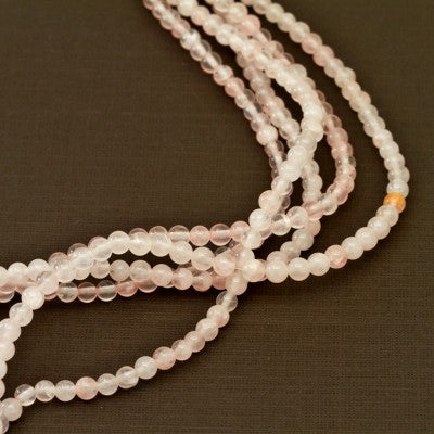 4mm Round South Dakota Rose Quartz 16" Bead Strands