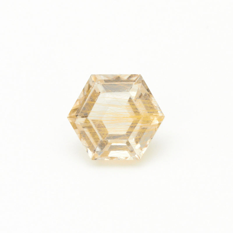 5 to 8mm Rutilated Quartz Hexagons - Light Rutile