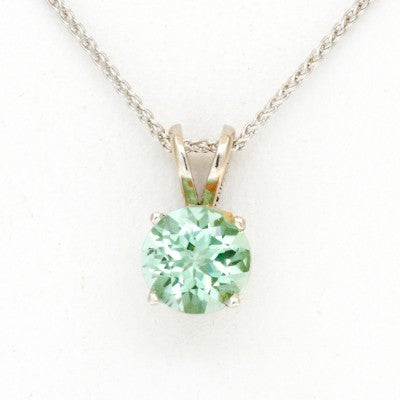 6mm Round Natural Seafoam Tourmaline® Pendant in 14kt White Gold