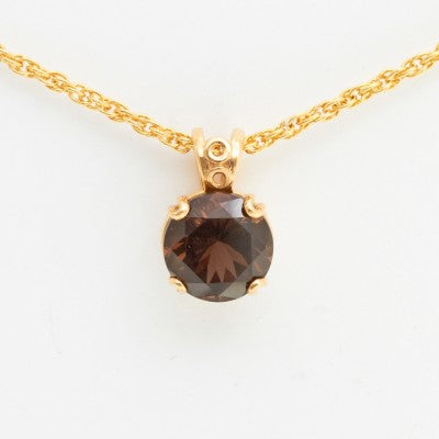 10mm Round Arkansas Smoky Quartz Pendant in 14kt Gold