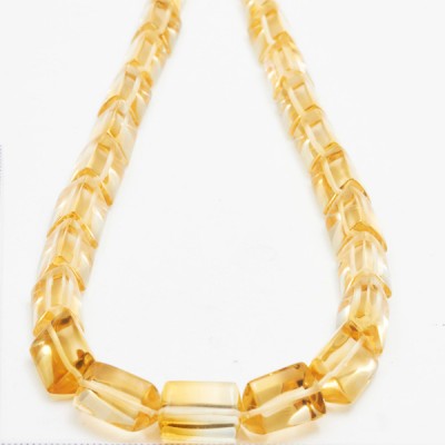 Yellow Citrine Graduated Triangle Tube Beads