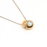 8-9mm Round Cortez Pearl® Shell Pendant with Green Tourmaline in 14kt Yellow Gold