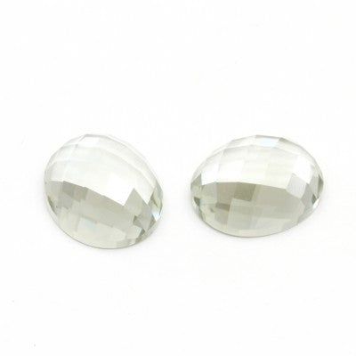 12x10mm Oval Rose Cut Green Quartz