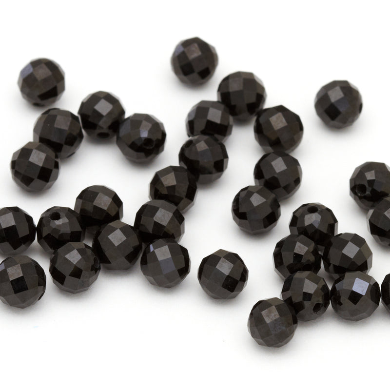 4mm to 7mm Black Spinel Faceted Round Beads