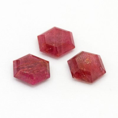 12mmx10mm Polished Hexagonal Ruby Crystal Slice 