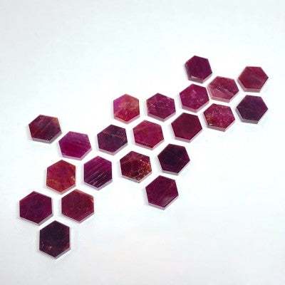 10x8mm African Ruby Hexagon Slices -Fine Red