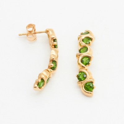 3mm Round Natural Green Imperial Diopside Post Earrings in 14kt Gold