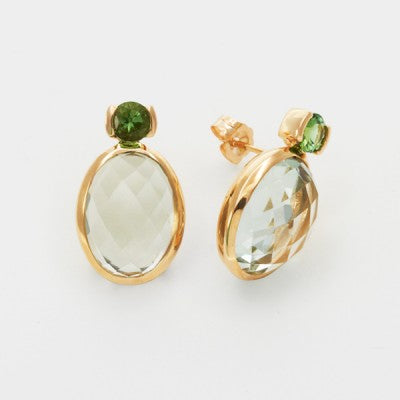 Handcrafted Silver Gold Plated Green Tourmaline Earring - Adore Jewels