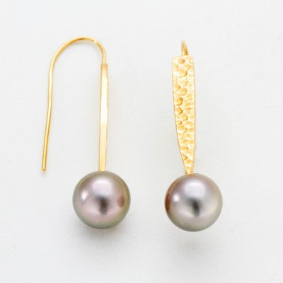11mm Round Cortez Pearl Drop Earrings in 14kt Yellow Gold