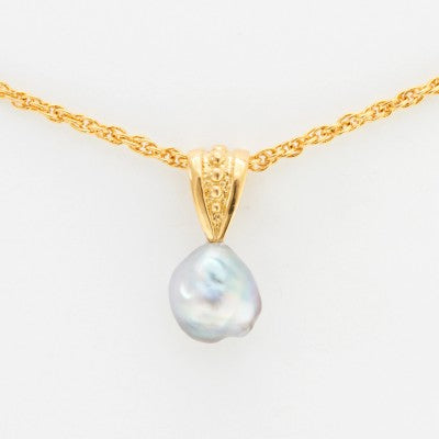 9mm Baroque Cortez Pearl Slide Pendant in 18kt Yellow Gold