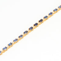 5x3mm Oval Ceylon Sapphire and Diamond Tennis Bracelet in 18k Yellow Gold