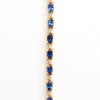 5x3mm Oval Ceylon Sapphire and Diamond Tennis Bracelet in 18k Yellow Gold