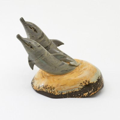 Hand Carved Natural Desert Paintbrush Jasper Dolphins