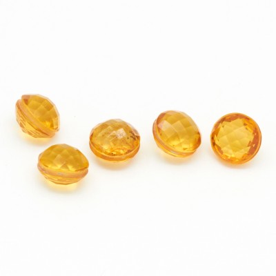 8mm Round Double Checkerboard Synch Cut Amber