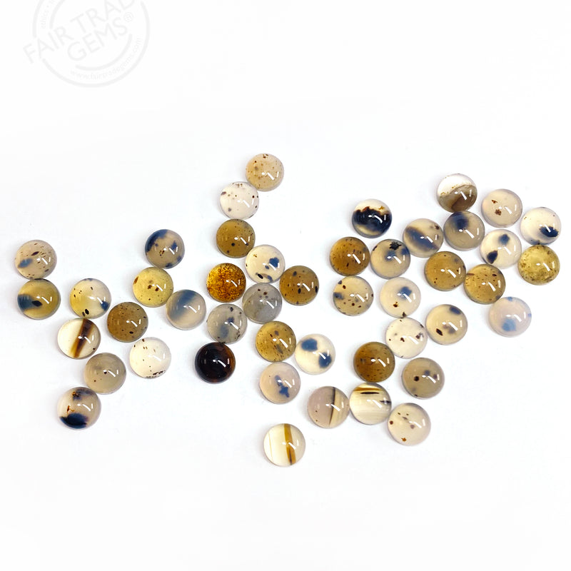 4 to 8mm Montana Agate Round Cabs