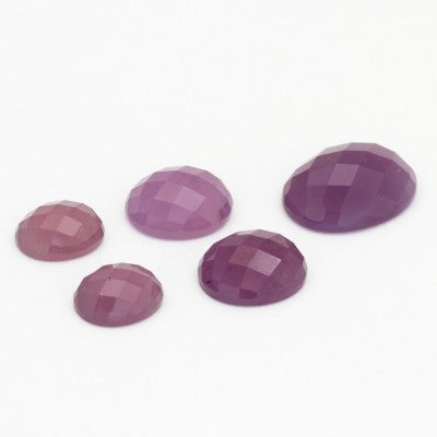 8x6mm to 16x12mm Oval Rose Cut Cabochon Purple Sage Chalcedony (Dark Purple)