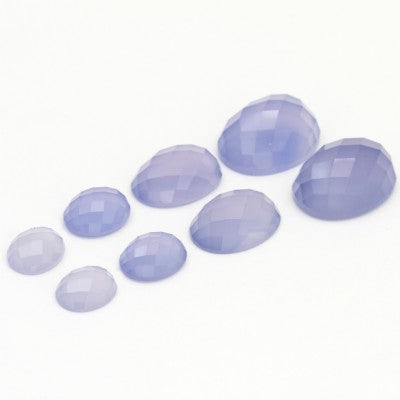 9x7mm to 16x12mm Oval Rose Cut Gem Blue Mexican Chalcedony