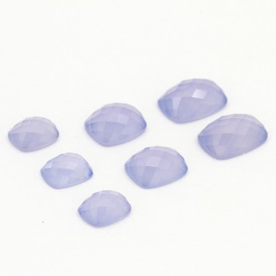 10x8 to 14x10mm Cushion Rose Cut Gem Blue Mexican Chalcedony