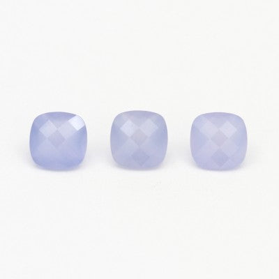 8mm Checkerboard Cushion Cut Ice Blue Mexican Chalcedony