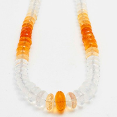 118ct Faceted Rondelle Multi Color Mexican Fire Opal Bead Strand