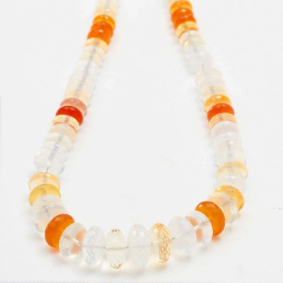 132ct Faceted Rondelle Multi Color Mexican Fire Opal Bead Strand