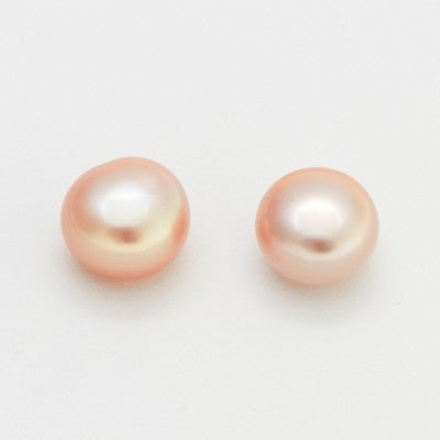 Pair of 9.5mm Button Eggplant Cultured Pearls