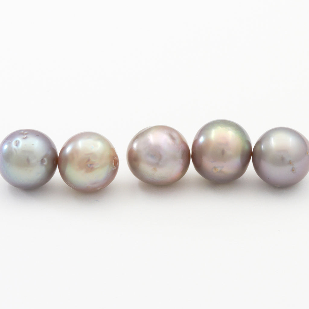 9.5-10.5mm Tri-Color Off Round Large Hole Freshwater Pearls 8 inch 22