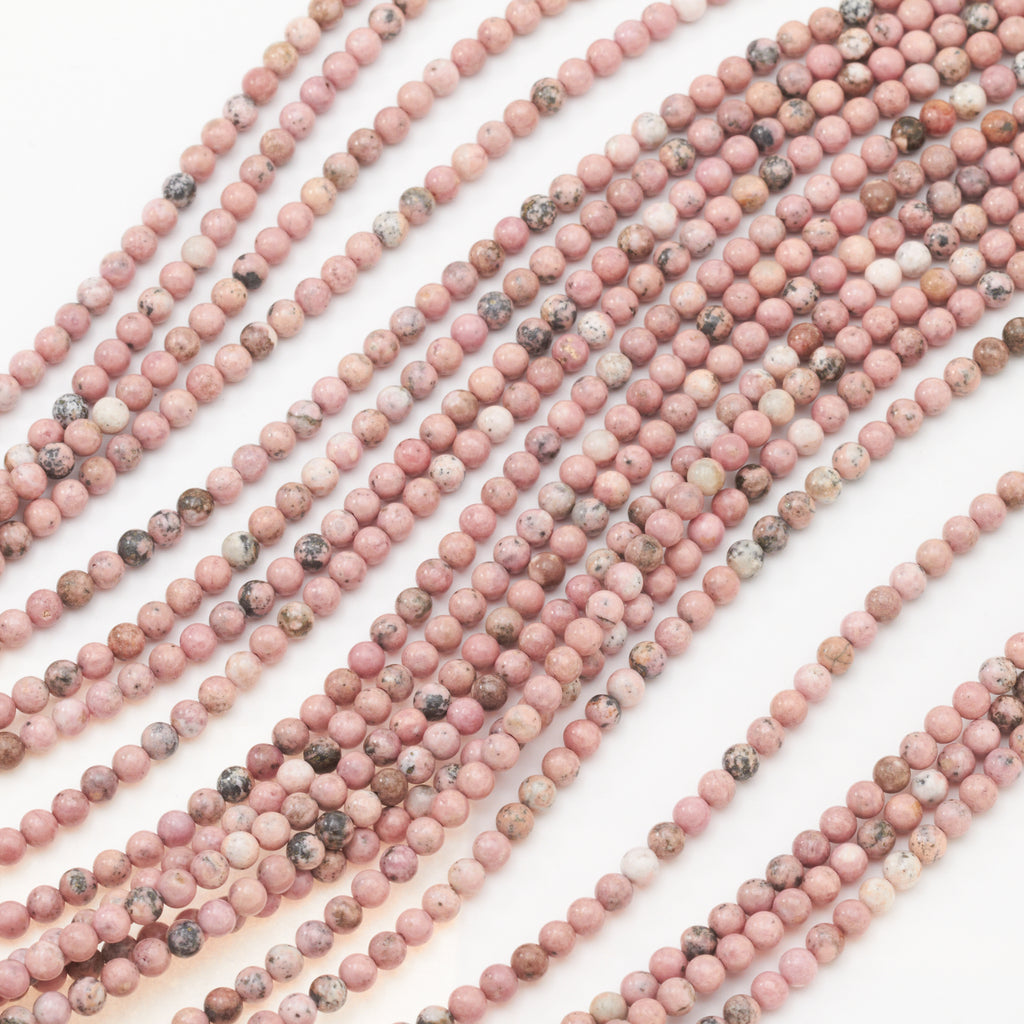 4 to 8mm Colorado Rhodonite Round Bead Strands – Columbia Gem House