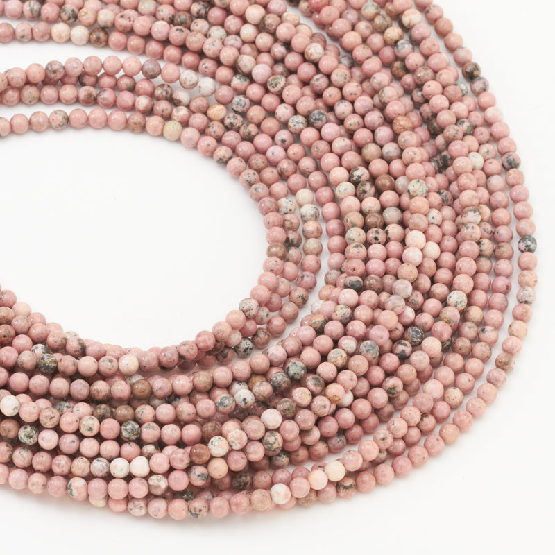 4 to 8mm Colorado Rhodonite 16" Round Bead Strands