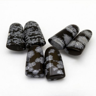 19x10mm Tongue Cabochon Cut California Snowflake Obsidian