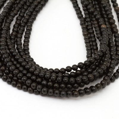 4mm Round Oregon Black Jasper 16" Bead Strands