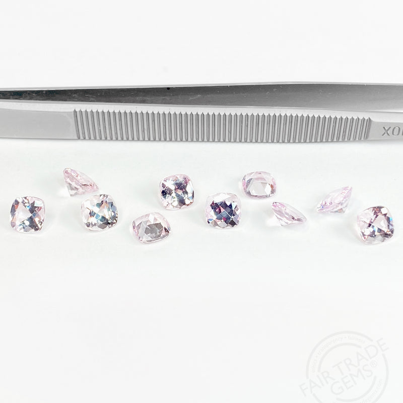 5 to 7mm Morganite Square Cushions