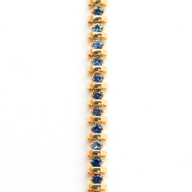 3mm Round Light Blue Montana Sapphire Tennis Bracelet in 14k Yellow Gold