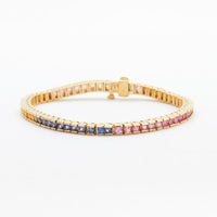 2.5mm Round Rainbow Sapphire Bracelet in 14kt Yellow Gold