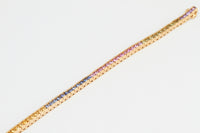 2.5mm Round Rainbow Sapphire Bracelet in 14kt Yellow Gold