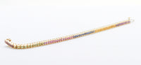 2.5mm Round Rainbow Sapphire Bracelet in 14kt Yellow Gold