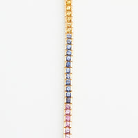 2.5mm Round Rainbow Sapphire Bracelet in 14kt Yellow Gold