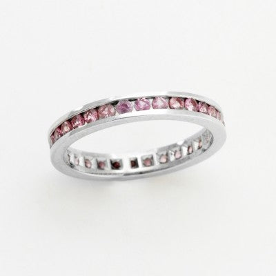 1.7mm Round Natural Pink Sapphire Infinity Band in 14kt White Gold