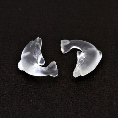 Half-Drill Dolphin Carving in White Quartz