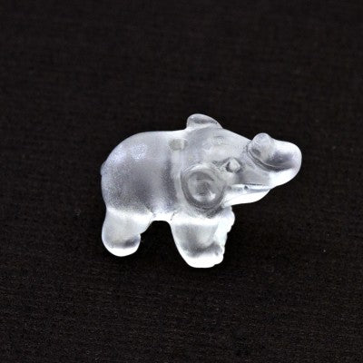 Half-Drill Elephant Carving in White Quartz 