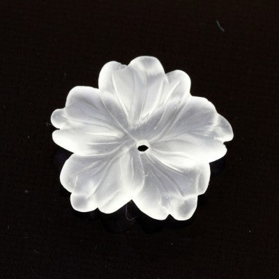 Full-Drill Small Flower Carving in Frosted White Quartz