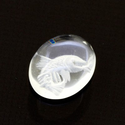 10x8mm Oval White Quartz Fish Intaglio Carving