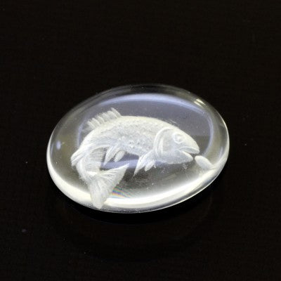 14x10mm Oval White Quartz Fish Intaglio Carving