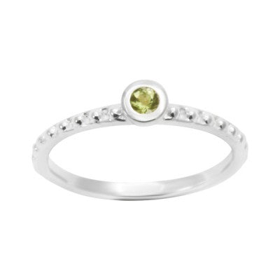 3mm Round Mesa Verde Peridot Bezel Ring in Sterling Silver