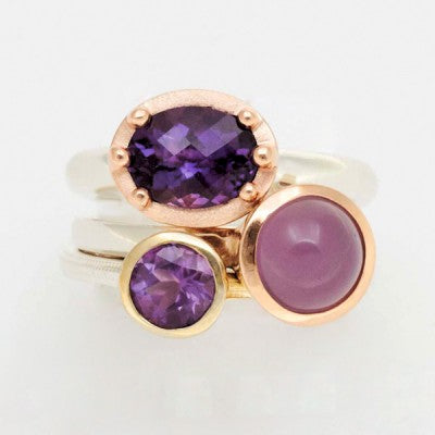 Designers Pick Mixed Gemstone Bands & Bezels Rings 002