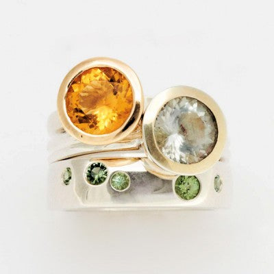 Designers Pick Mixed Gemstone Bands & Bezels Rings 005